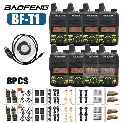 Baofeng BF-T1 Mini Two Way Radio UHF 400-470MHz FM Radio Receiver 5W 20CH Transceiver T1 Walkie Talkie For Kids Gifts 1/2/4/6PCS