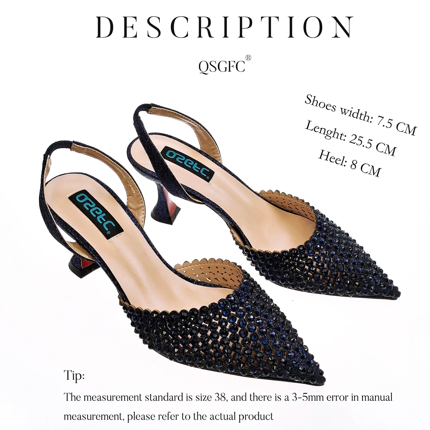 PM New Arrival Nigerian New Trending Cutout Style Navy Blue Elegant Women's Shoes and Party Wedding Bag