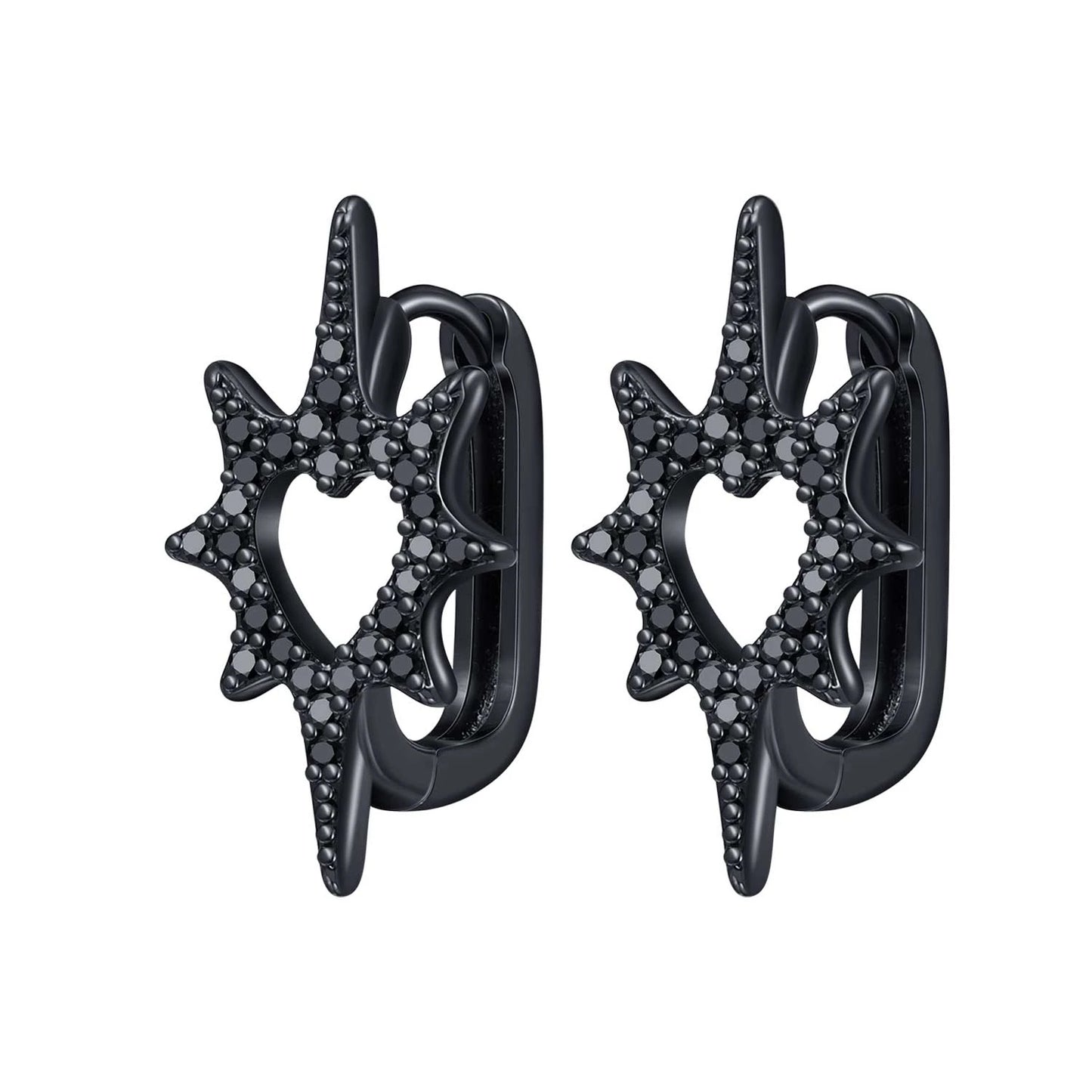 925 Sterling Silver Star Moon Heart Shape Earrings Jewelry Versatile Hoop Earrings For Women Jewelry Fine Birthday Party Gifts