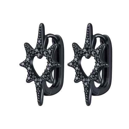 925 Sterling Silver Star Moon Heart Shape Earrings Jewelry Versatile Hoop Earrings For Women Jewelry Fine Birthday Party Gifts