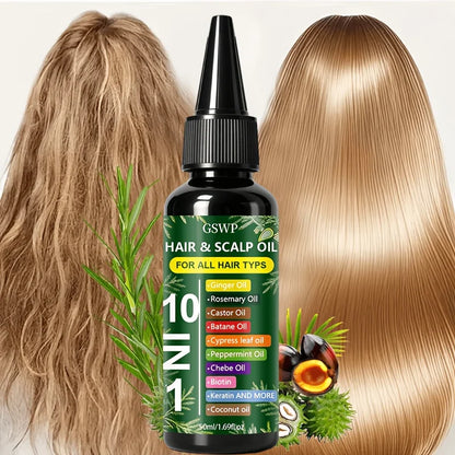 GSWP 10-in-1 Moisturizing Hair Oil: Hydrates and Nourishes to Care for Your Tresses. It Leaves Hair Looking Smooth. 50/100ml