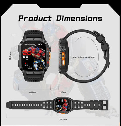 New Custom Co branded Men Transformers Smart Watch Outdoor 100mAh Battery GPS Flashlight BT Call Waterproof Sports Smartwatches