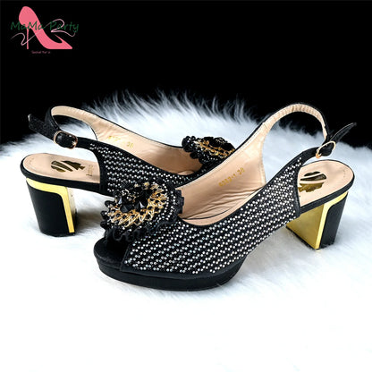 Mature Italian Women Shoes Matching Bag Set in Green Color 7 CM Comfortable Heels with Plaform Elegant Peep Toe Sandals