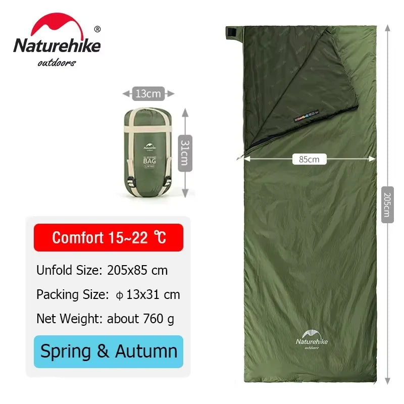 Naturehike Sleeping Bag LW180 Ultralight Cotton Sleeping Bag Waterproof Hiking Sleeping Bag Summer Outdoor Camping Sleeping Bag