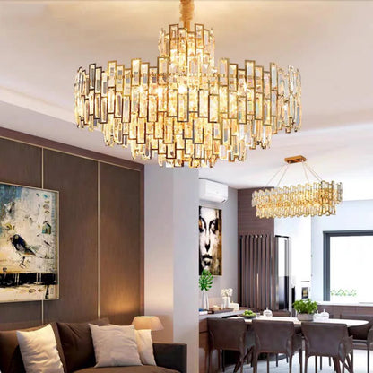 Luxury Dining Living Room Chandelier Modern Round Ceiling Pendant Lights Interior Decoration Golde Crystal Led Ceiling Light