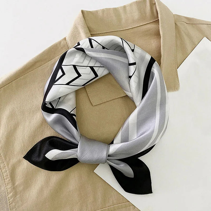 Silk Scarf For Bag Lady Neck Tie 100% Silk Scarf Luxury Brand Print Flower Stripe Plaid Dot Bandana Hair Tie Handkerchief Gifts