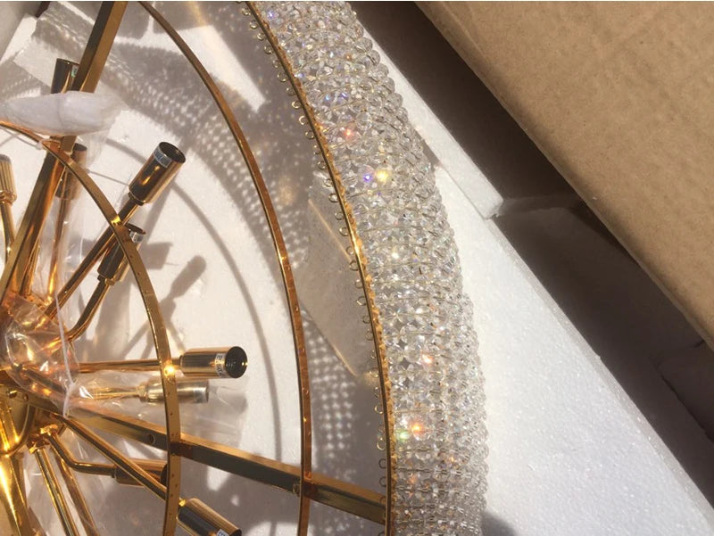 Phube Large Empire Gold Crystal Chandelier Light For Staircase Hanging Lamp For Foyer Lobby Modern Hanging Light Ceiling lights