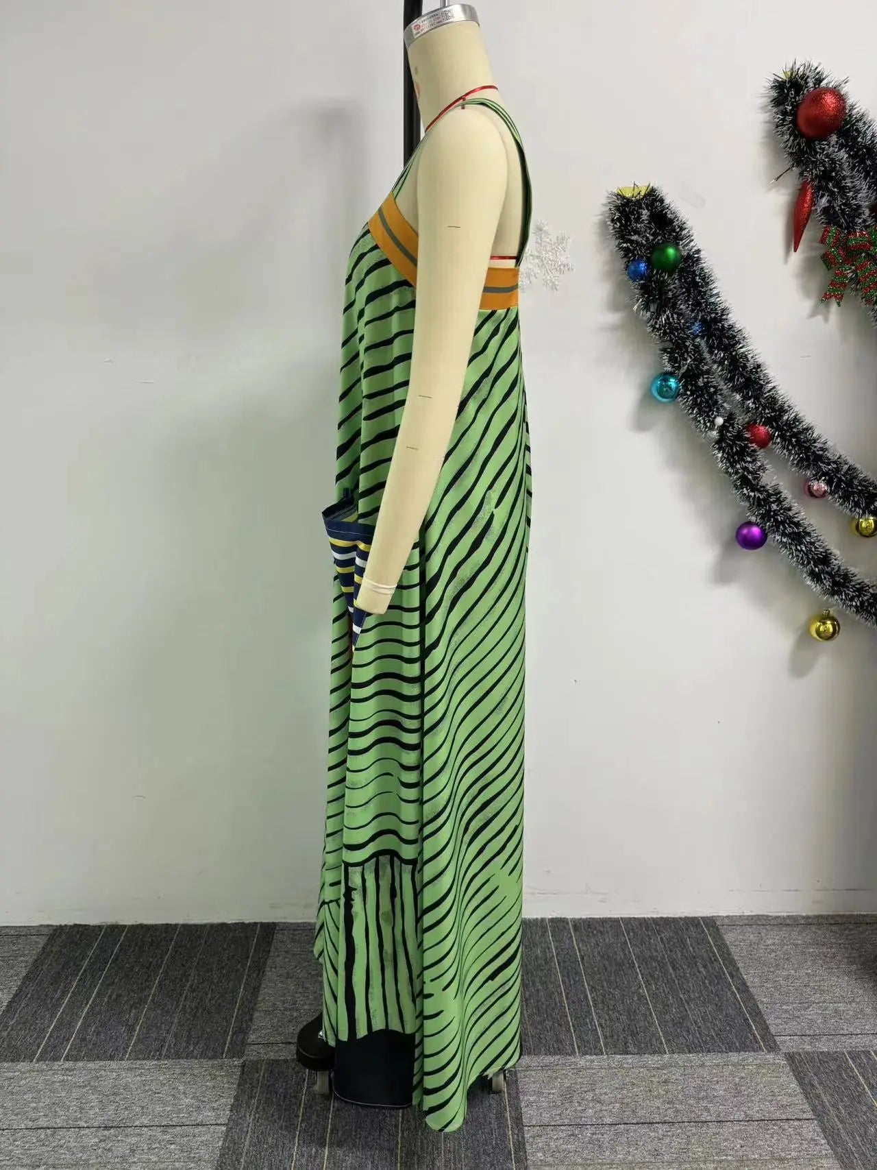Jumpsuits Women Sling One Piece Print Striped Sleeveless Overalls Wide Leg Long Pants Loose Casual Rompers Elegant Splice