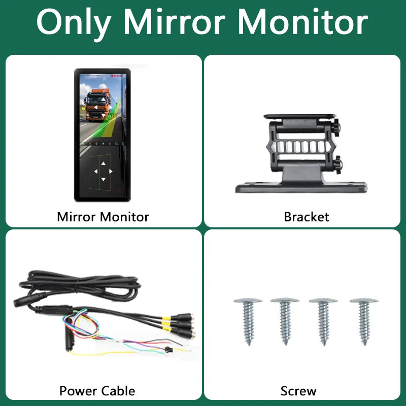SANAN 2CH 12.3 Inch AHD Digital Rear View Mirror System BSD 1080P Night Vision Camera Dual Lens Side View Blind Zone Monitoring
