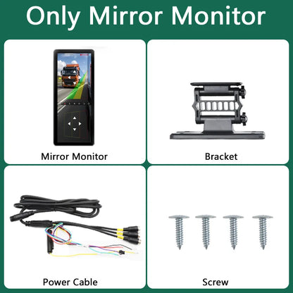 SANAN 2CH 12.3 Inch AHD Digital Rear View Mirror System BSD 1080P Night Vision Camera Dual Lens Side View Blind Zone Monitoring