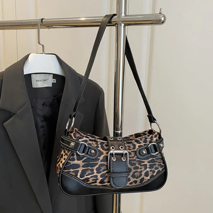 Fashion PU Shoulder Bags Leopard Print Retro Messenger Bag Large Capacity Underarm Bag Women Daily Use Handheld Bag
