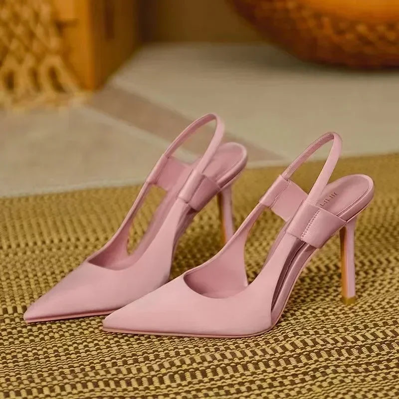 New Designer Luxury Women Slingback Sandals Pointed Toe Slip on Thin High Heel Ladies Elegant Pumps Shoes Sandals 35-43