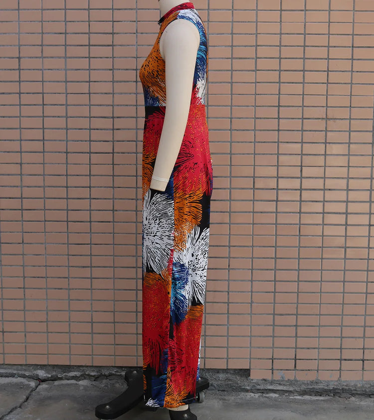Slim Fitting Printed Sleeveless Women's Jumpsuit 2023 Spring New Casual Pants Rompers