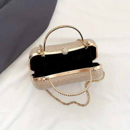 Shiny Mini Evening Bag, Rhinestone Chain Purse, Luxury Glitter Banquet Handbag, Perfect For Party, Wedding, Prom, Dinner/Banquet