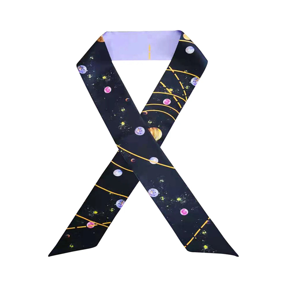 100% Natural Mulberry Silk Long Scarf Solid Color Neckerchief Hair Ties Bag Ribbon Headband Hair Ornament Female Strip Scarves