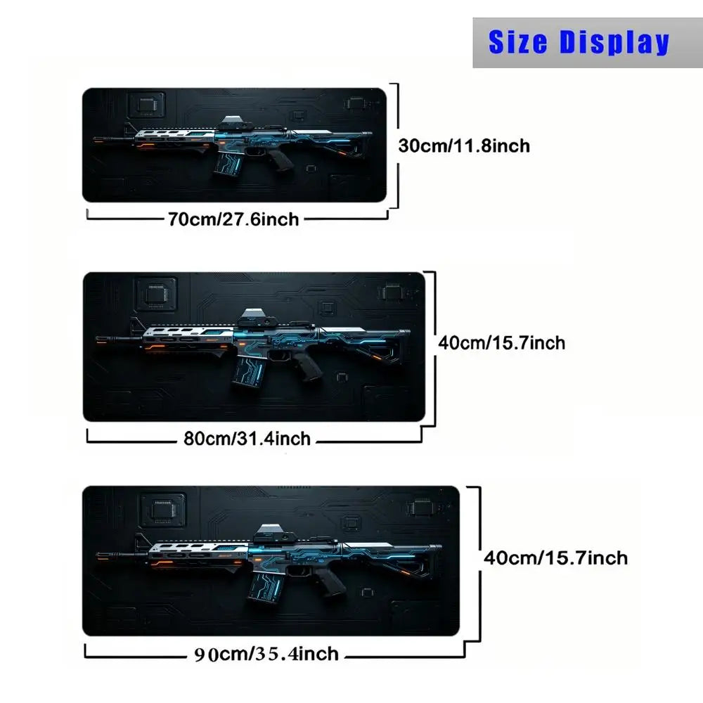 Gun-Themed Mouse Pad Large Size Rubber Base Anti-slip PC Desk Accessories Mousepad for Offices and Gamer Keyboard Mats Decor Mat