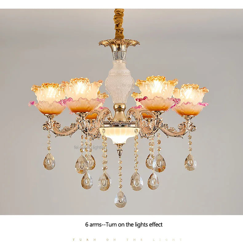 New Bedroom Chandelier  European Luxurious Atmospheric Lighting Fixture Home Living Room Dining Room Light Luxury Crystal Lamps