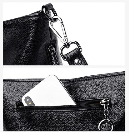 Vintage Women Genuine Leather Handbags Designer Bucket Ladies Shoulder Bags Fashion Luxury Brand Female Messenger Bag Briefcase