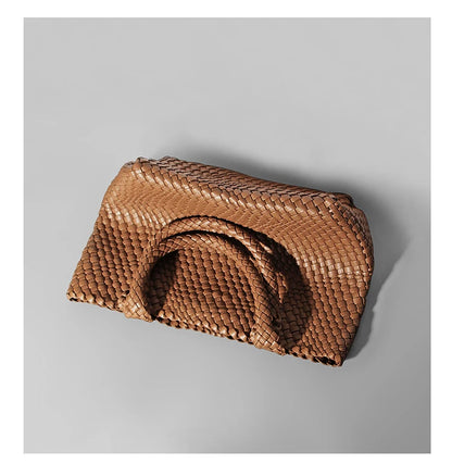 Large-Capacity Designer Knitting Fashion PU Leather Women's Shoulder Bag Handbags for Beach Travel Single-Shoulder Ladies Bag