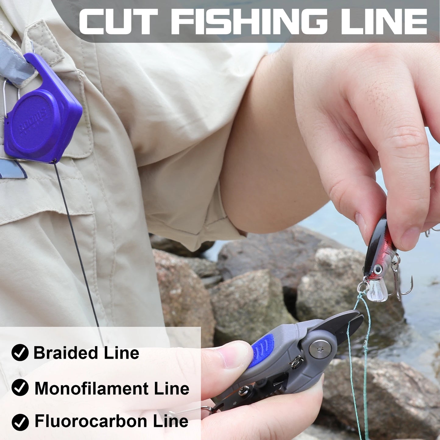 Booms Fishing Stainless Steel Mini Fishing Line Cutter Small Fishing Braided Mono and Fluoro Lines Scissors Fishing Gear Tools
