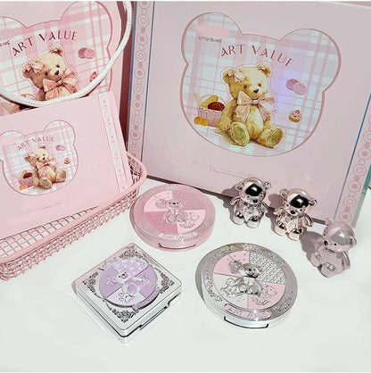 ART VALUE 7PCs Multipurpose Makeup Sets Include 3 Matte Lip Mud,1 Pressed Powder,1 Blush,1 Eyes Palette And Necklace Cosmetics