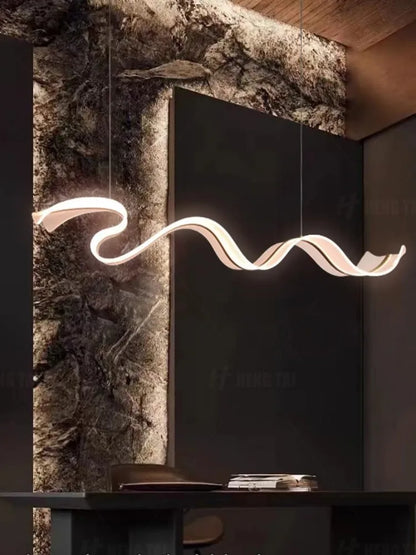Modern Acrylic Led Chandelier For Dining Room Kitchen Island Bar Wave Led Pendant Lights Dimmable Dining Table Led Hanging Lamps