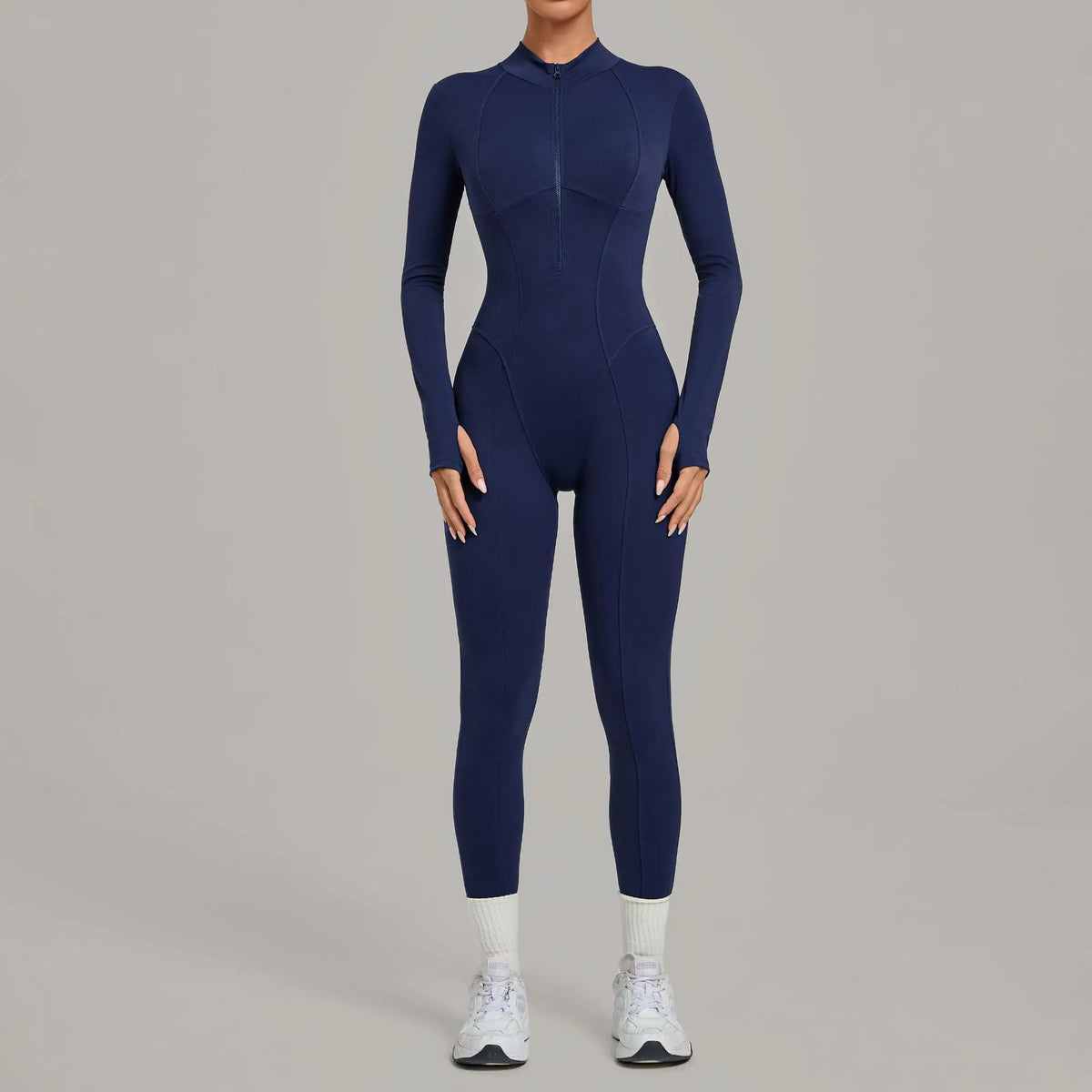 Zipper Jumpsuits for Woman No Padding Sports Overalls for Women Long Sleeve Gym Clothes Woman Activewear 2026 Purple Coffee XL
