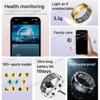 New Incoming Call Vibration Reminder Smart Ring 2026 Gesture Control Messages Alarms Health Monitor Sports Smartring Men Women