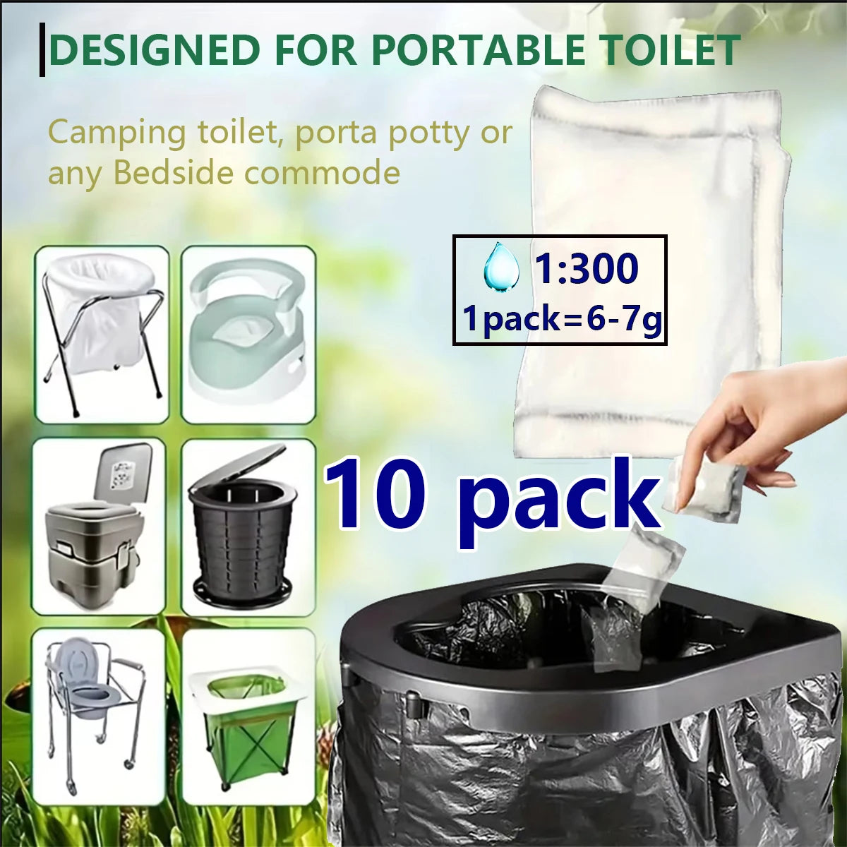 1-100 Pieces Portable Toilet Absorbent Gel, Camping Toilet Gel Powder, Odor-Control Urine Liquid Waste Gel, Eco Absorbent Gel.