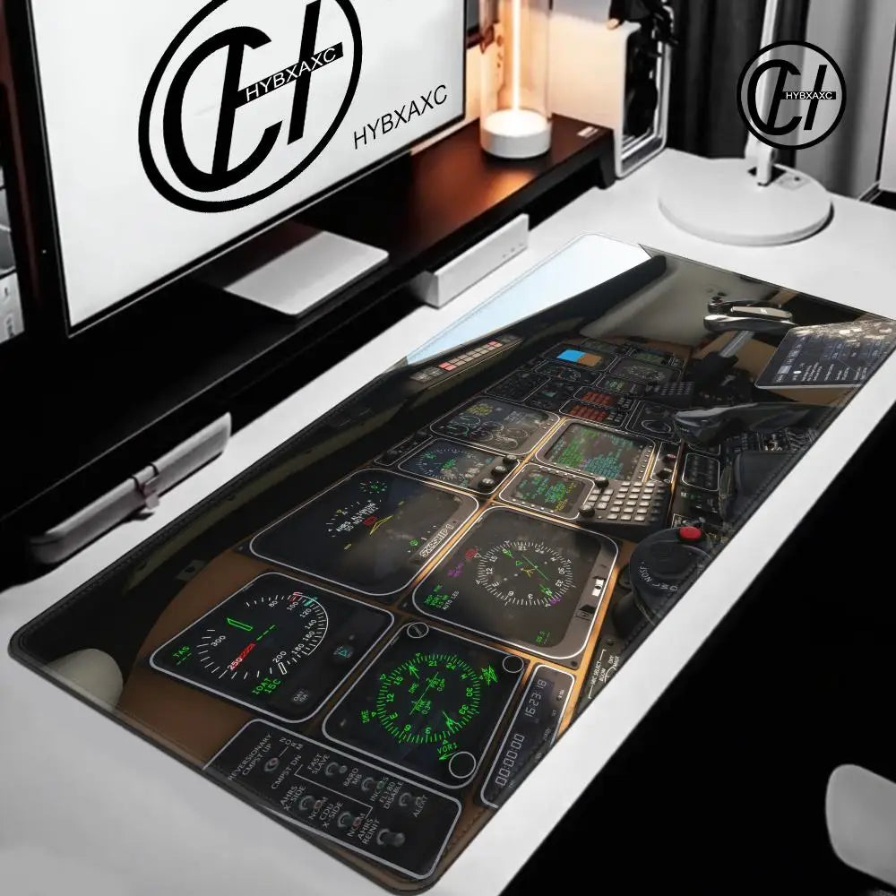 Plane Instrument Panel Mousepad HD Airplane Speedometer Mouse Pads XXL Non-slip Rubber Desk Mat Pc Gamer Deskmat Cockpit Playmat
