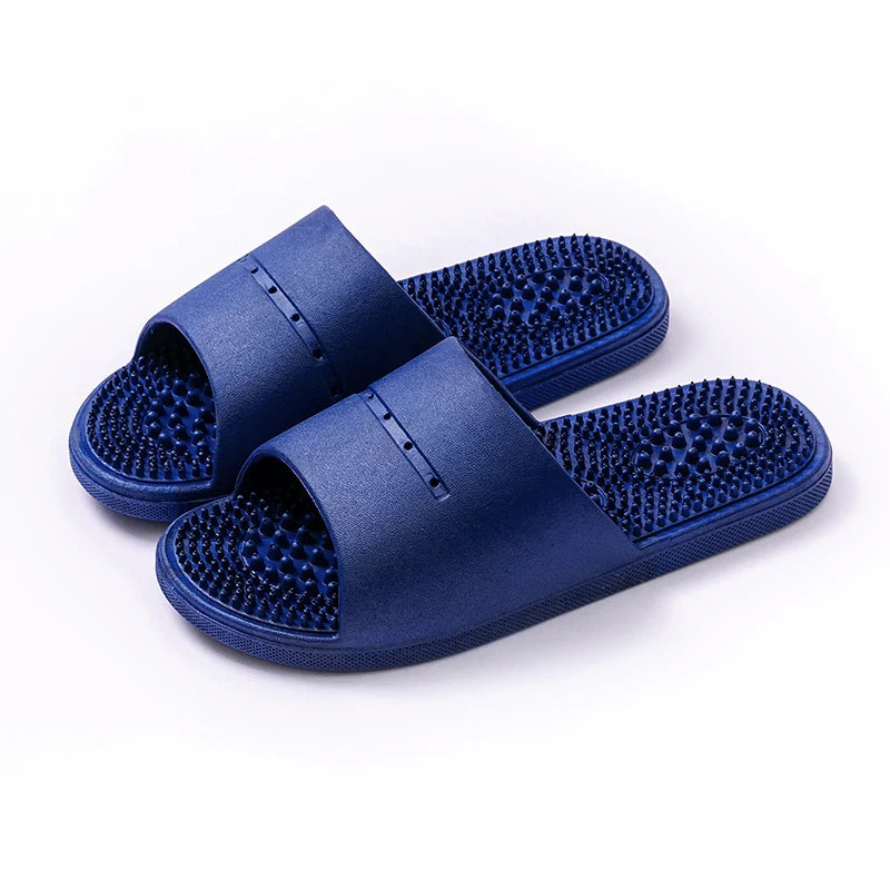Summer Slippers for Men PVC Massage Soft Non-slip Solid Color Comfortable Bathroom Shoes Casual Women Indoor Home Sandals