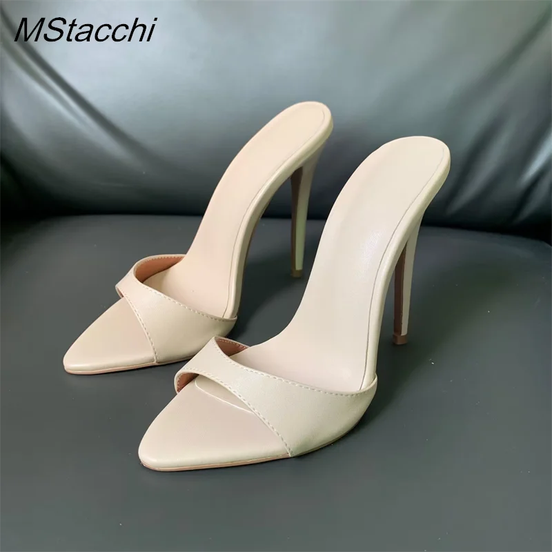 Super-high Heel Slippers Women Shoes Summer Peep Toe Mixed Colors Stiletto Sandals Sexy Party Ladies Shoes Luxury Woman Pumps