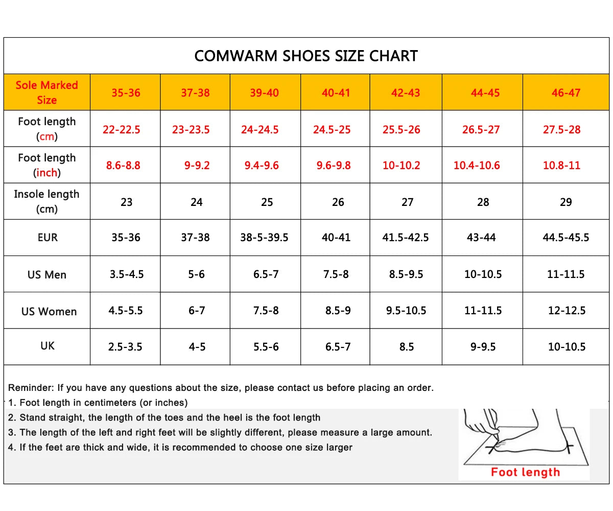 Comwarm Winter Warm Cotton Slippers For Women Men Flats Soft Non-slip Fluffy Shoes Design Slides Couple Indoor House Slippers