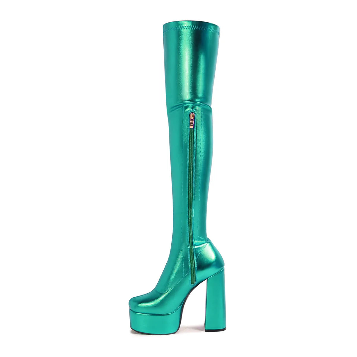 Thin Leg Thick Heels Platform Shoes Women's 2025 Summer Autumn Over the Knee Boots Candy Color Patent Leather Super High Heels