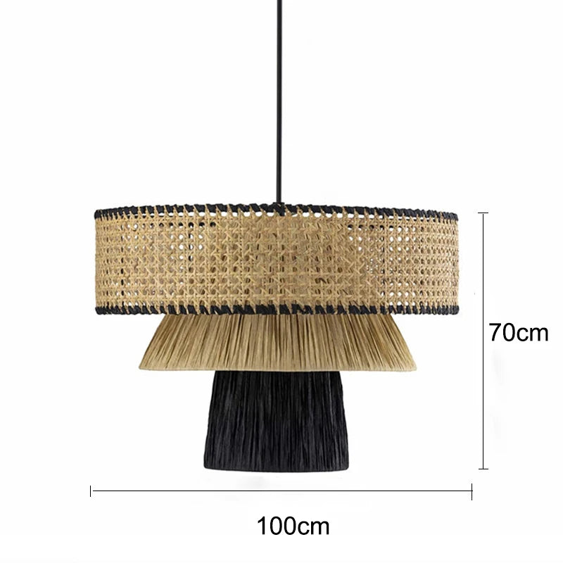 Golden Editions Designer Chandelier woven Rattan Straw Pendant Lights large Rattan lighting suspension wabi sabi Restaurant lamp