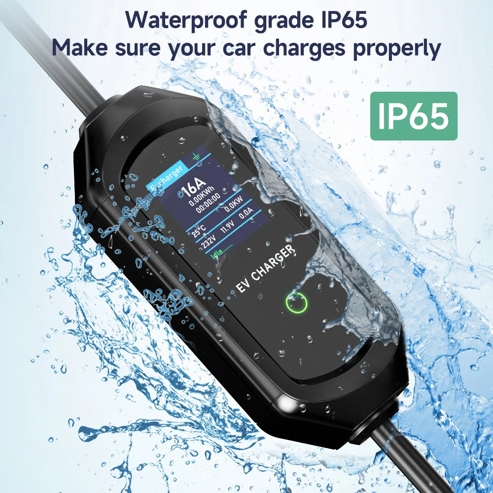 AFEEV Type 2 Portable EV Charger 7KW 32A 1Phase Wallbox Type1/GBT EVSE Fast Charging Cable CEE Plug APP Bluetooth Control