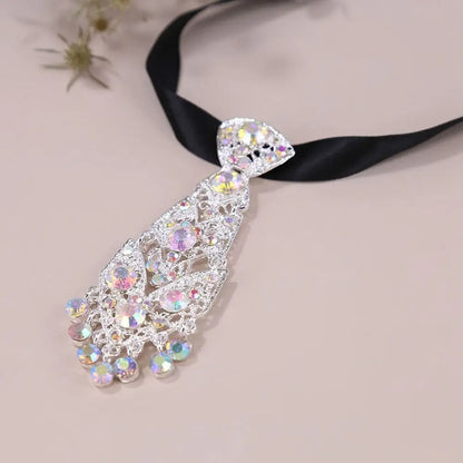 Adjustable Wedding Tie Diamond Suit Accessories Unisex Men Ties Women Necktie Formal Business Ties Metal Rhinestone Necktie