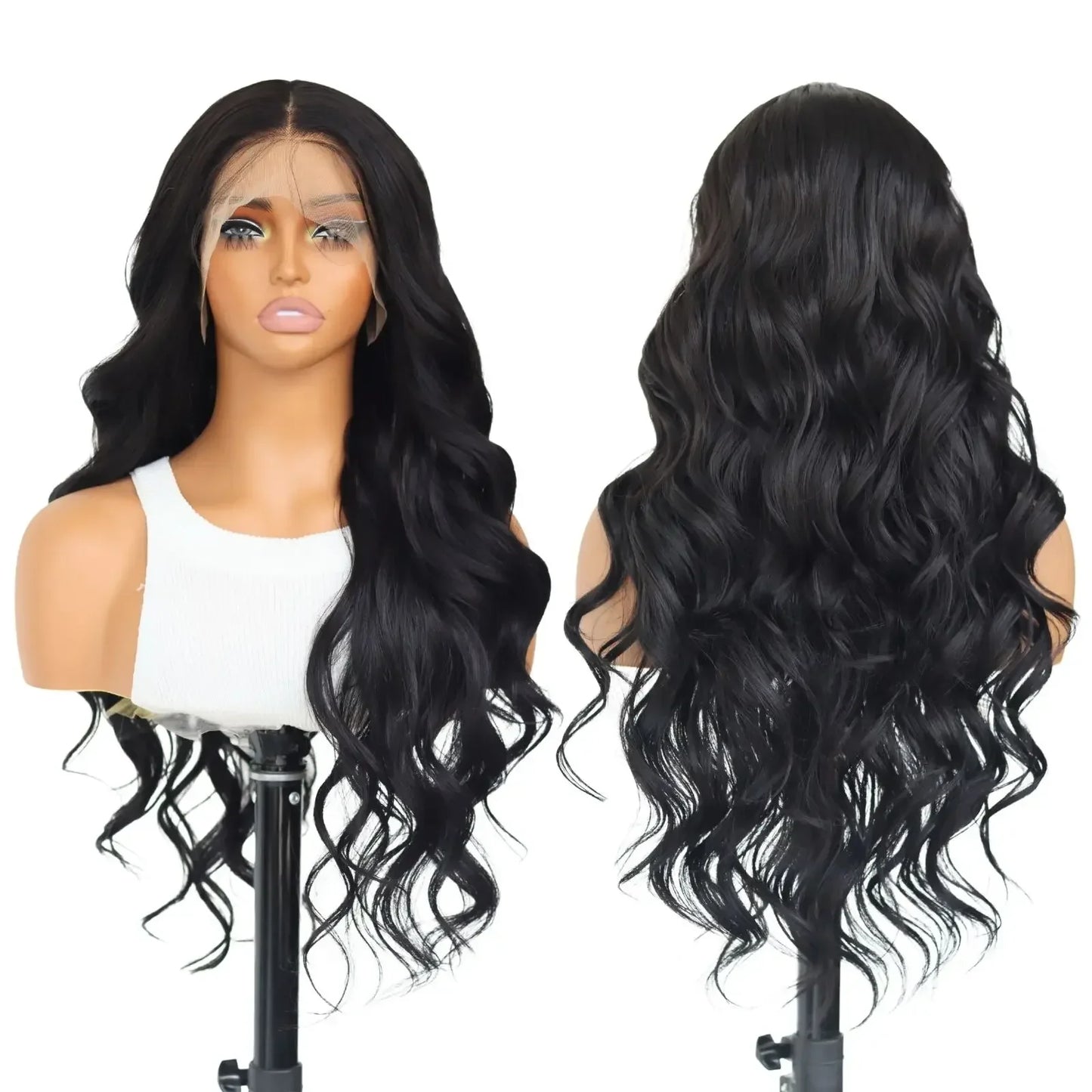 New Body Wave 13*4 Lace Front Synthetic Wigs,Long Glueless Lace Front Wig with Pre Plucked Natrural Hairline and Baby Hair