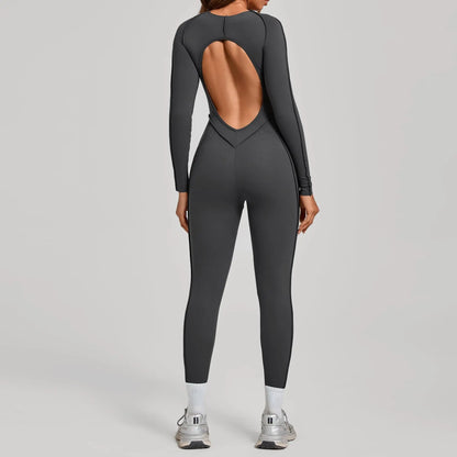Women's Sports Jumpsuit Kit Yoga Fitness Bodysuit Hip-lifting Open Back Tight High Elasticity Outdoors Gym Workout Sexy Clothes