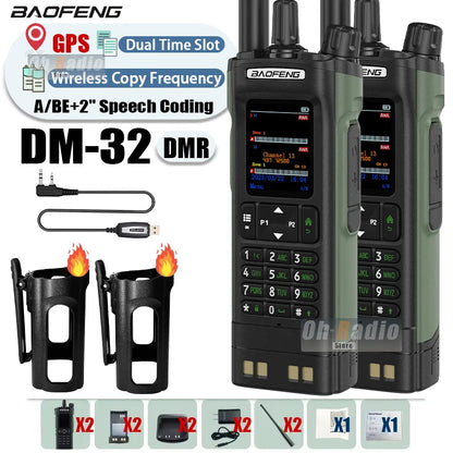 BAOFENG DM-32 Walkie Talkie With Belt Holster DMR Radio Digital GPS APRS AES256 Type-C Vox 4000CH DualMode Analog Dual Time Slot
