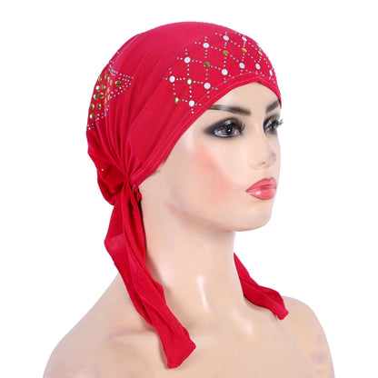 H089 Fashion turban hijab with gold sequins muslim hijab scarf islamic headscarf hat amira pull on headwrap