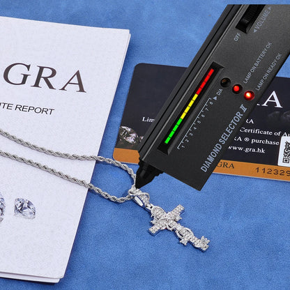 NUOYA Luxury Moissanite 925 Sterling Silver Pendant Necklace Thorn Wrapped Cross/Pray Pendant Pass Diamond Test Fine Gift