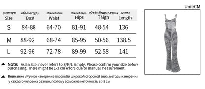 OMSJ New Style Backless Jumpsuits For Women Sexy Camisoles High Waist Hip Lifting Striped One-piece Rompers Flare Pants Clubwear