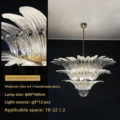 Modern Vintage French Glass Living Room Chandelier Designer Bedroom Mid-Century Style Duplex-Style Dining RoomLarge Villa Lights