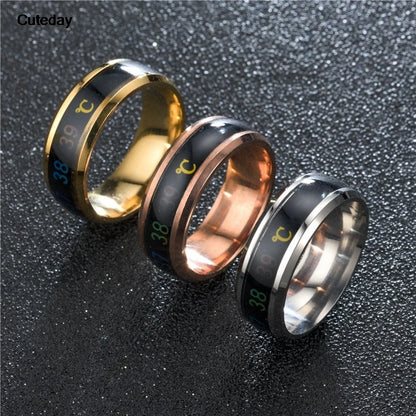 Smart Sensor Body Stainless Steel Love Band Ring With Temperature Measurement Function Rings For Couples Accessories Anillo