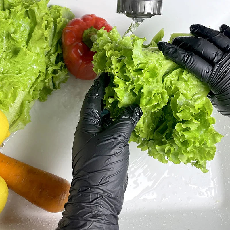 20/50/100PCS Black Nitrile Waterproof Gloves Dish Washing Kitchen Household Gloves Dog Wash Glove For Food Working Gloves