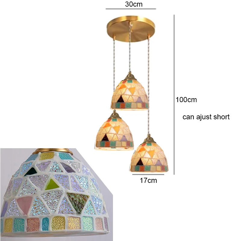 Glass Ceiling Chandelier Creative Sea Shell Lampshade Bedroom Bedside Hanging Lamp Interior Decoration Lighting Pendant Lights