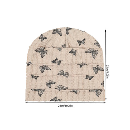 Butterfly Print Women Turban Indian Hat Muslim Hijab Bonnet Hair Loss Headscarf Chemo Cap Headwear Bandanas Turbante Mujer