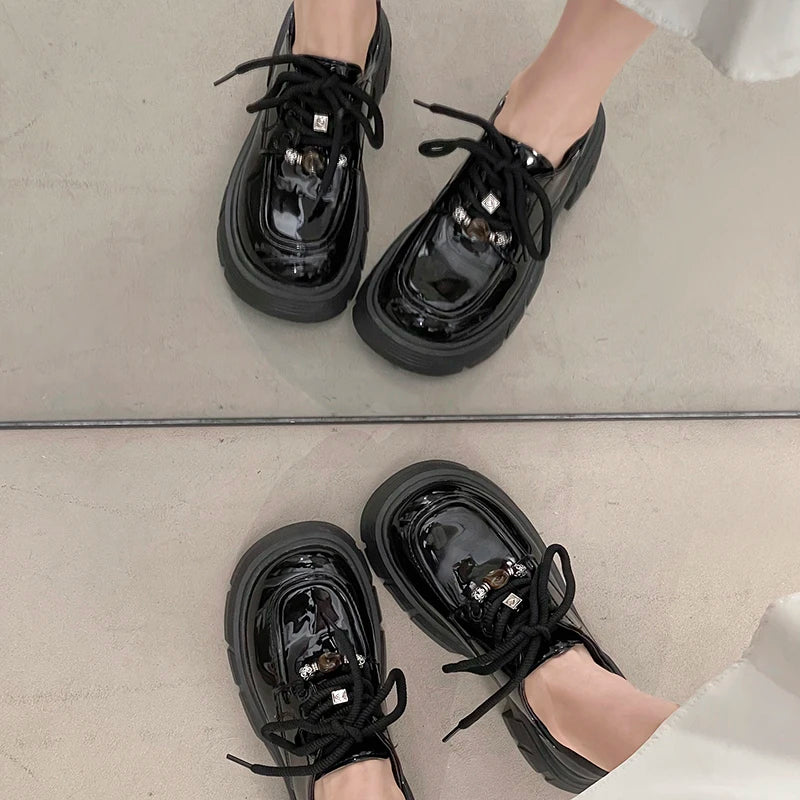 2026 Loafers Women Shoes New in Fashion Luxury Designer Thick-soled Relaxation Women Shoes Black Big Size Shoes 7657