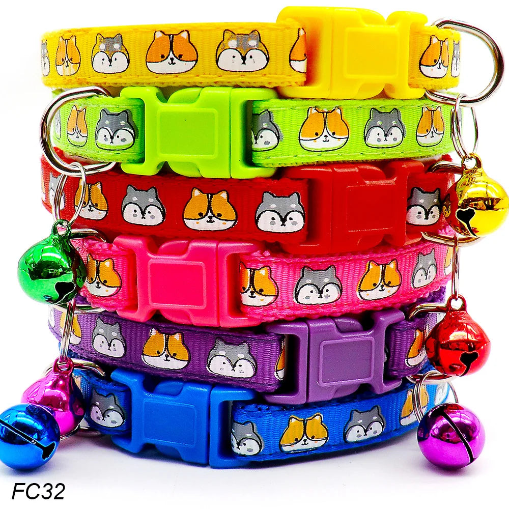 100Pcs Dog Collar With Bells Adjustable Customize Necklace Puppy Kitten Collar Accessories Pet Shop Products Rabbit Neck Strap